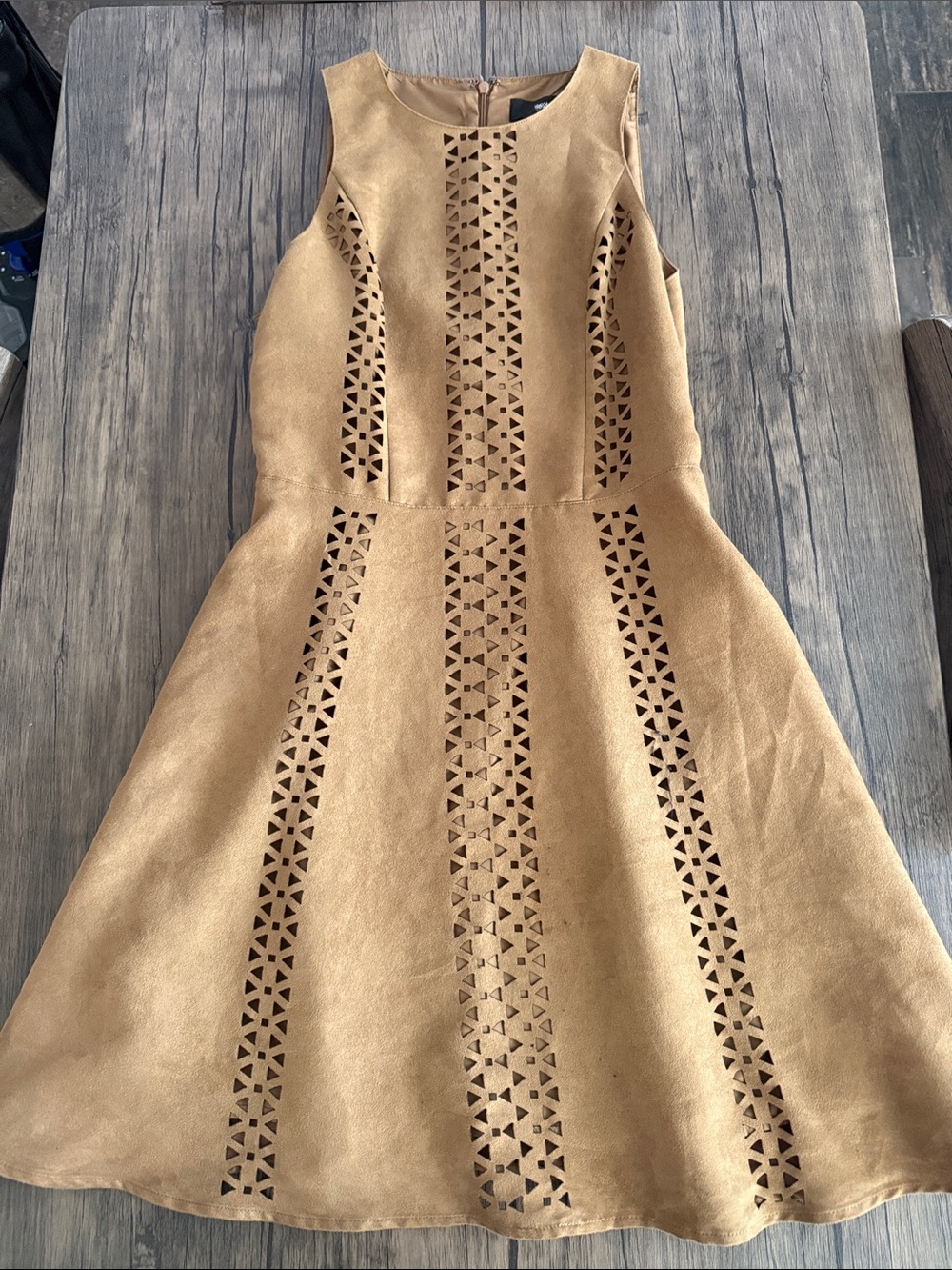 Mossimo Supply Co. Tan Laser-Cut Fit & Flare Dress